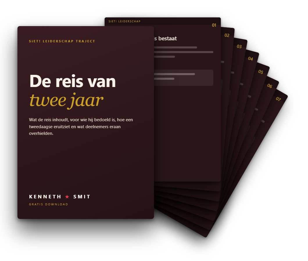 De brochure van SiET! Leiderschap, opengeslagen pagina